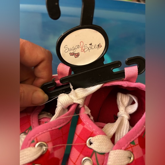 Sugar & Spice by Lny Red Cherry Print Gingham Canvas Toddler Shoes Size 9 - Picture 2 of 5